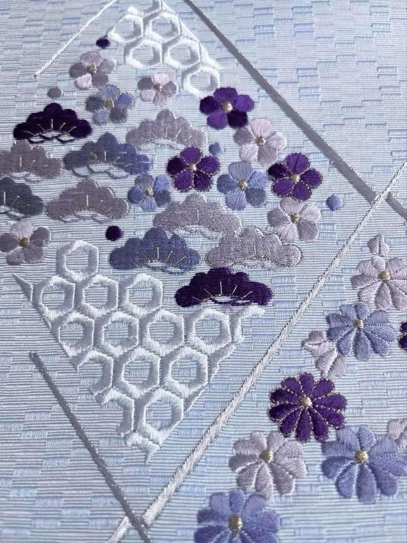 博多織 帯 紫 本場筑前博多織】献上柄 半巾帯 紫 無地 リバーシブル